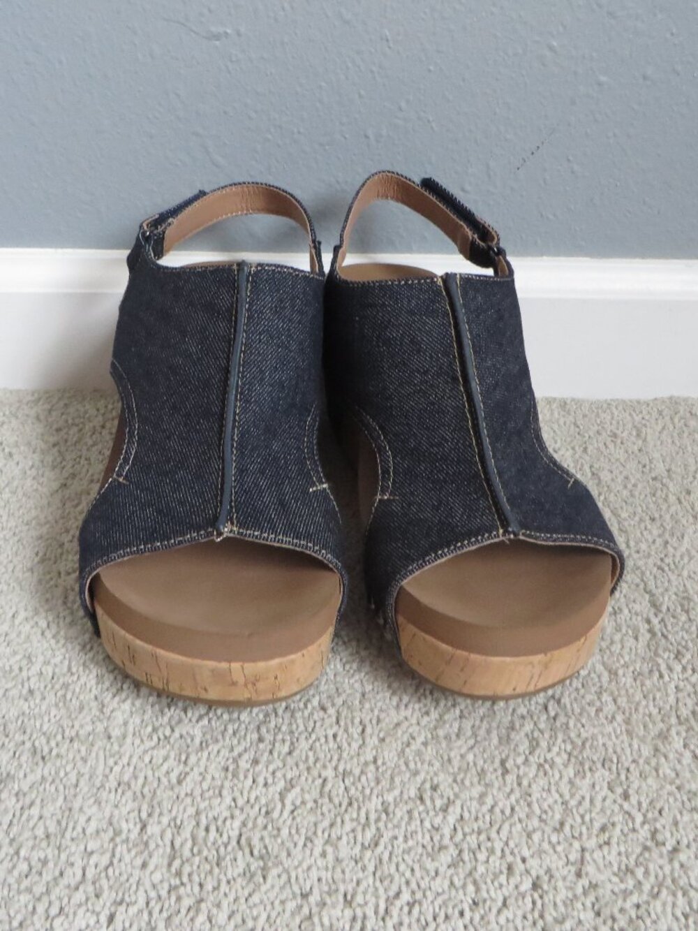 Corkys footwear womens carley wedges sandals size 8 dark blue denim - Picture 3 of 12